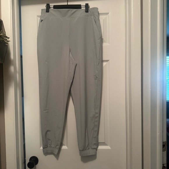 Athleta mint color/striped joggers for Everyday Comfort. Sz 12. Like new - Picture 3 of 7